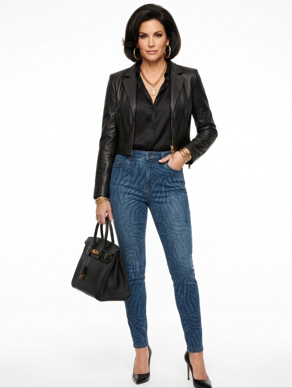 Women's Skinnygirl Paul High-Rise Denim Jeans Zebra Animal Print, Blue